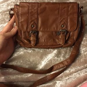 NWOT brown pleather small crossbody bag